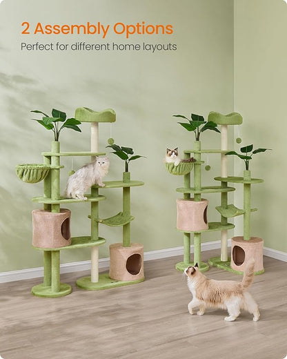 Feandrea Cat Tree, 68.1-Inch Tall Cat Tower, 3 Scratching Posts, 2 Pompoms - Image 5