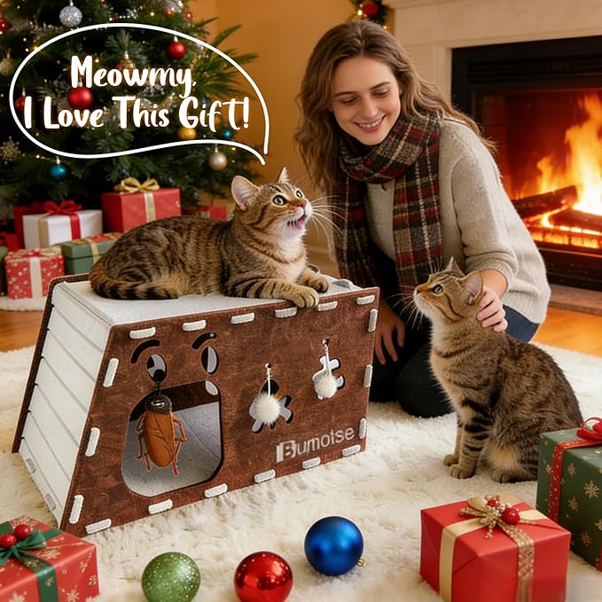 Felt Cat Bed Cave for Indoor Cats, Modular Tunnel Hideaway House for Large Cats - Image 9