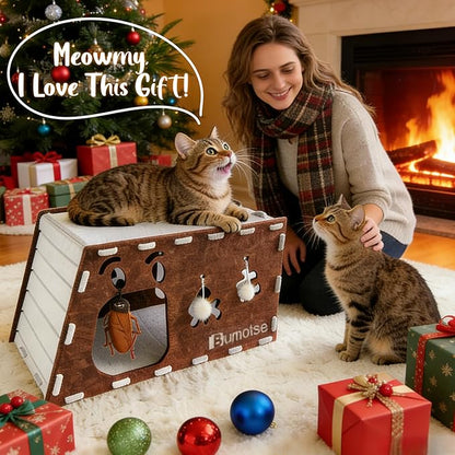 Felt Cat Bed Cave for Indoor Cats, Modular Tunnel Hideaway House for Large Cats - Image 9