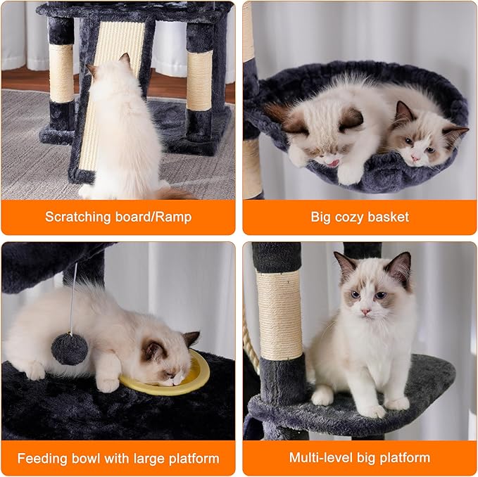 Heybly Tall Cat Tree, 78-inch Multi-Level Cat Tower - Image 8