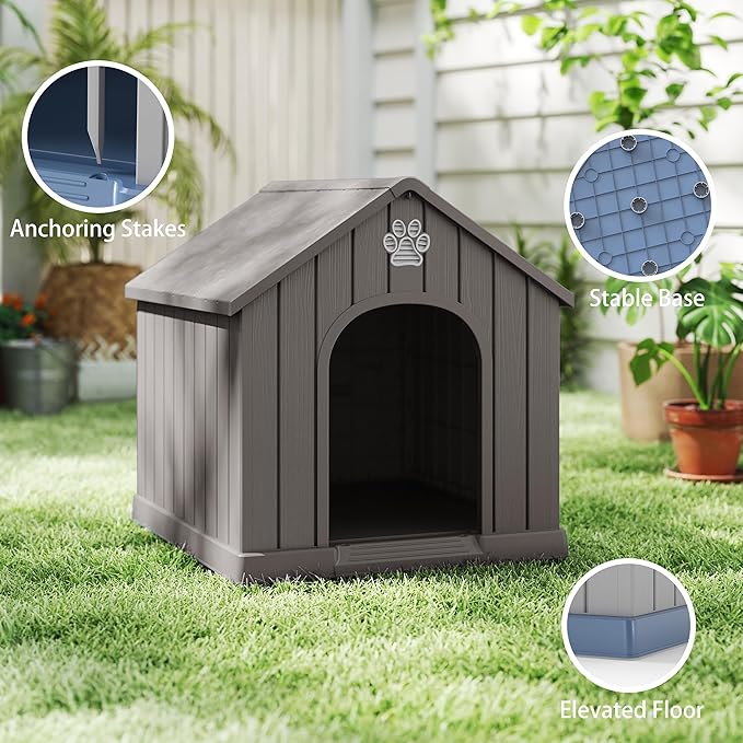 DRATO Indoor & Outdoor Dog Houses, Resin Material Pet Shelter - Image 4