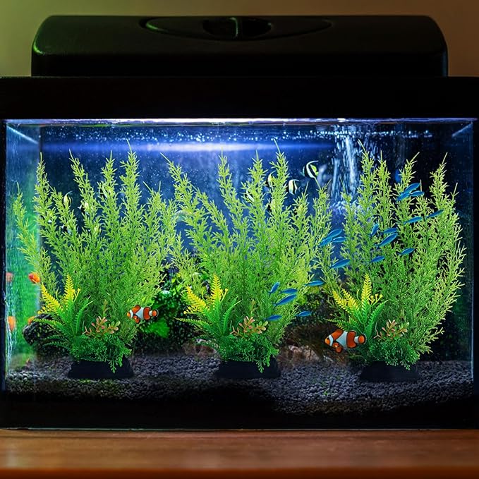 QUOZUO Fish Tank Accessories Large Plants, Aquarium Decor Plastic Plants 3pcs - Image 6