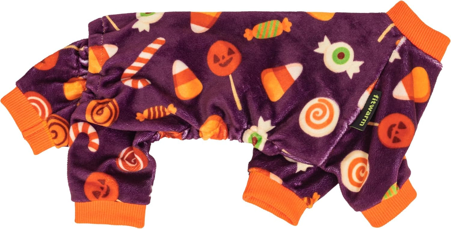 Fitwarm Halloween Candy Dog Pajamas, Funny Costumes for Small Dogs Boy Girl, Pet Outfit, Purple, Orange, XS