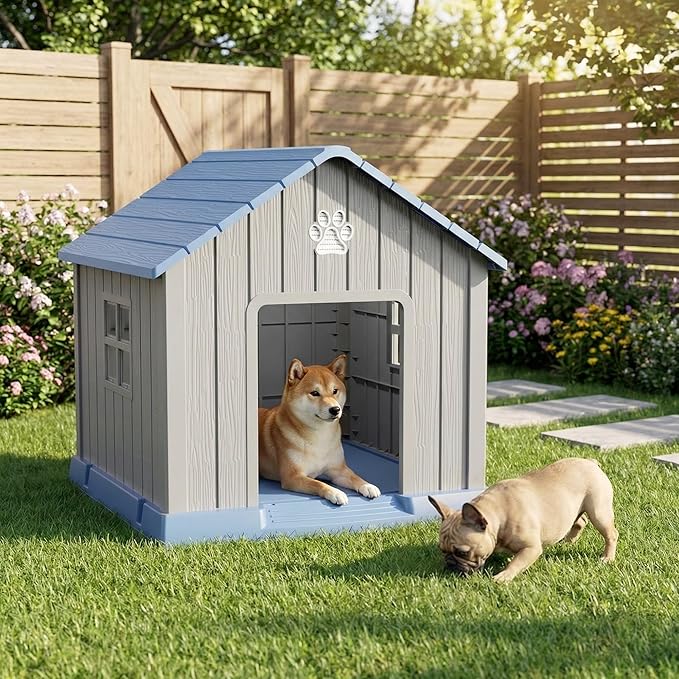 VIXZEN Dog House Outdoor, 31 Inches Weatherproof Resin Dog House Indoor Large - Image 6