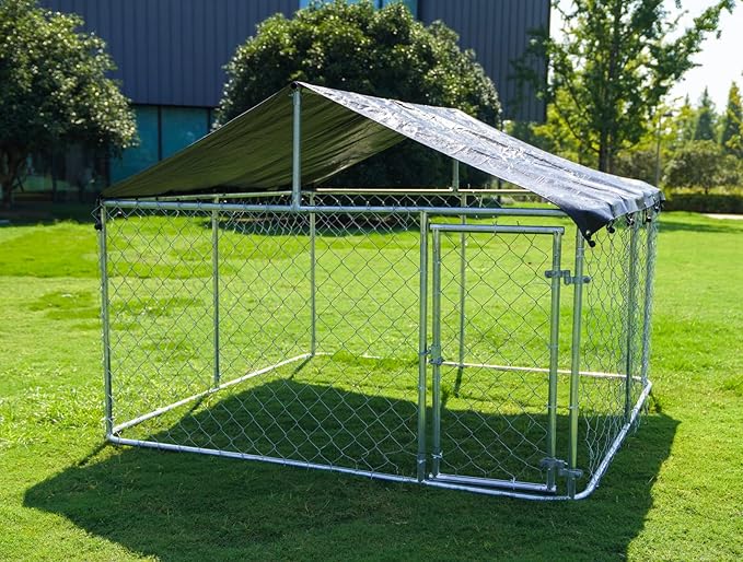 Petony 78"x 78" Outdoor Dog Enclosure Heavy Duty Dog Kennel House Mesh Dog Big - Image 7