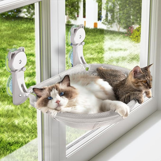 JUNSPOW Cat Window Perch Cordless, Glow in The Dark & Stable Cat Beds- by JUNSPOW