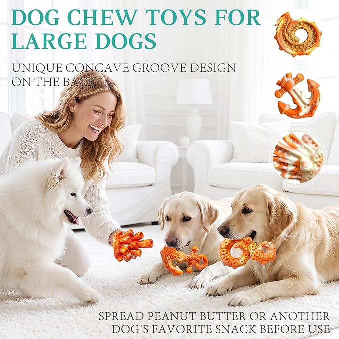 Fuufome Dog Chew Toys for Aggressive Chewers, 3 Pack Tough Nylon Dog Toys for - Image 3