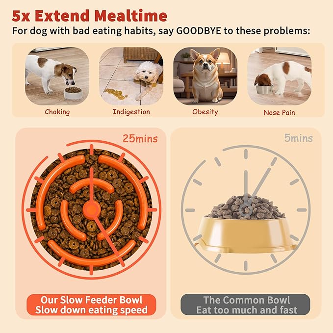 Elevated Slow Feeder Dog Bowl Large Breed, 8.8 Inch Ceramic Slow Eating Bowl - Image 5