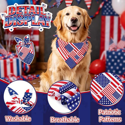 4th of July Dog Bandanas Dual-Layer 2 Pack, Patriotic American Flag Pet - Image 4