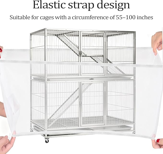 Bird Cage Cover, Circumference 40-68 inches Bird Cage Seed Catcher, Adjustable - Image 6