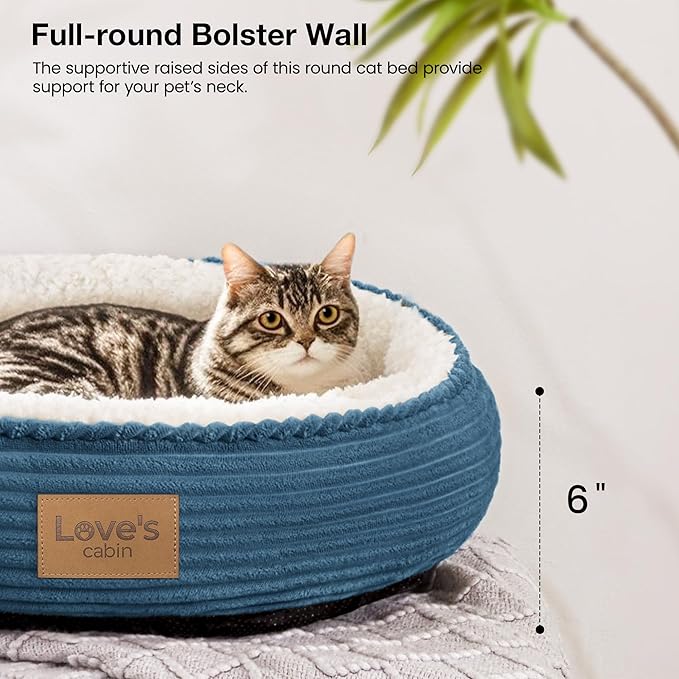 Love's cabin Round Donut Cat and Dog Cushion Bed, 20in Pet Bed - Image 5