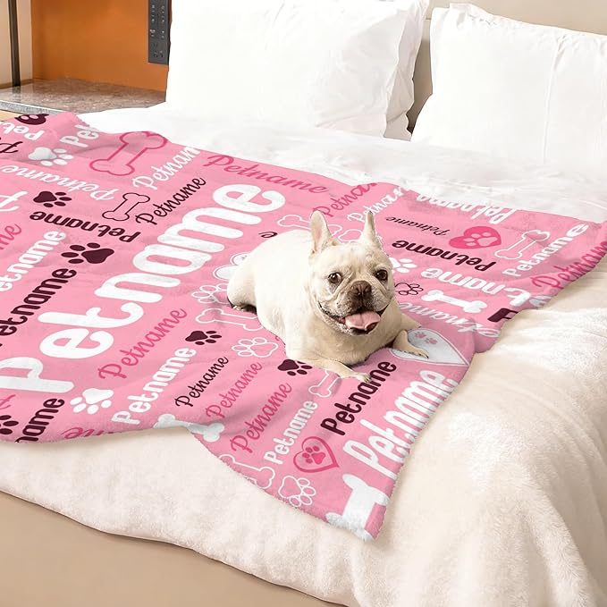 Custom Blanket with Dog Name Personalized Funny Throw Blankets Soft Warm Fleece - Image 2
