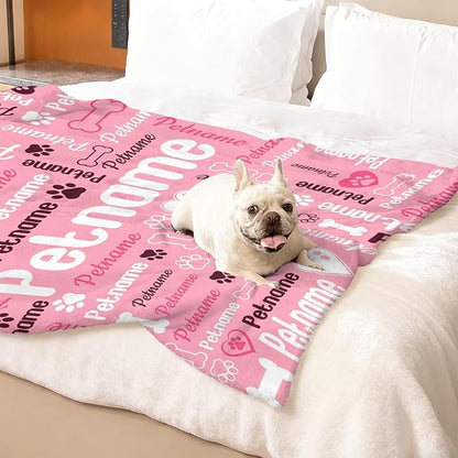 Custom Blanket with Dog Name Personalized Funny Throw Blankets Soft Warm Fleece - Image 2