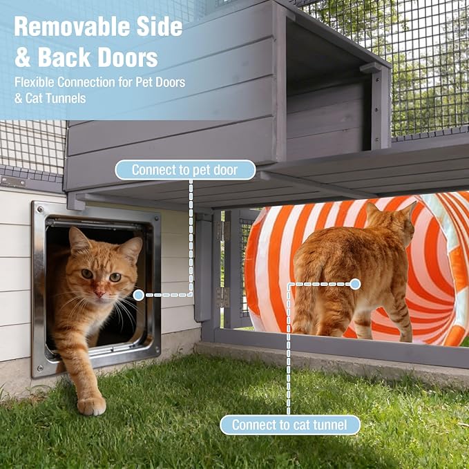 70.1’’ Large Catio Outdoor Cat Enclosure, Weatherproof Walk-in Cat Cage - Image 3
