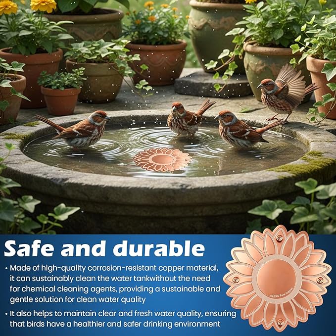 Copper Bird Bath Purification Disk, Outdoor Bird Bowls All-Season - Image 8