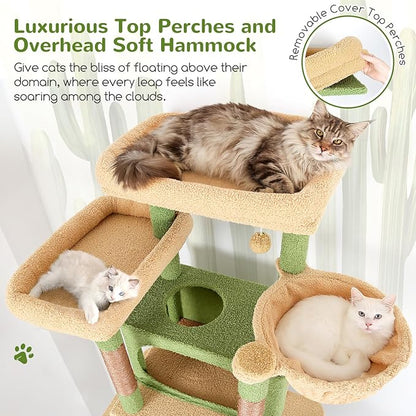 Globlazer XXL Cactus Giant Cat Tree, 83 Inch Heavy Duty Cactus Tall Cat Tower - Image 3