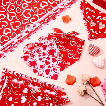 50 Pcs Valentines Day Dog Bandanas Bulk Red and Pink Heart Bandanas - Image 5