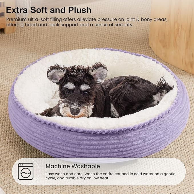 Love's cabin Round Donut Cat and Dog Cushion Bed, 24in Pet Bed - Image 7