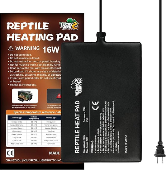 LUCKY HERP Reptile Heat Pad 8x12 Inch 16W Under Tank Terrarium Heating Mat by LUCKYHERP