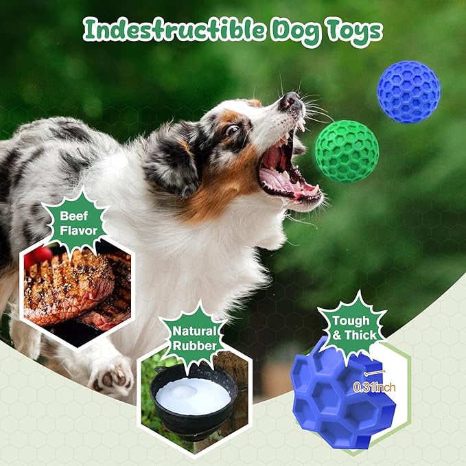 Tough Dog Chew Toys for Aggressive Chewers, Indestructible Dog Balls for - Image 3