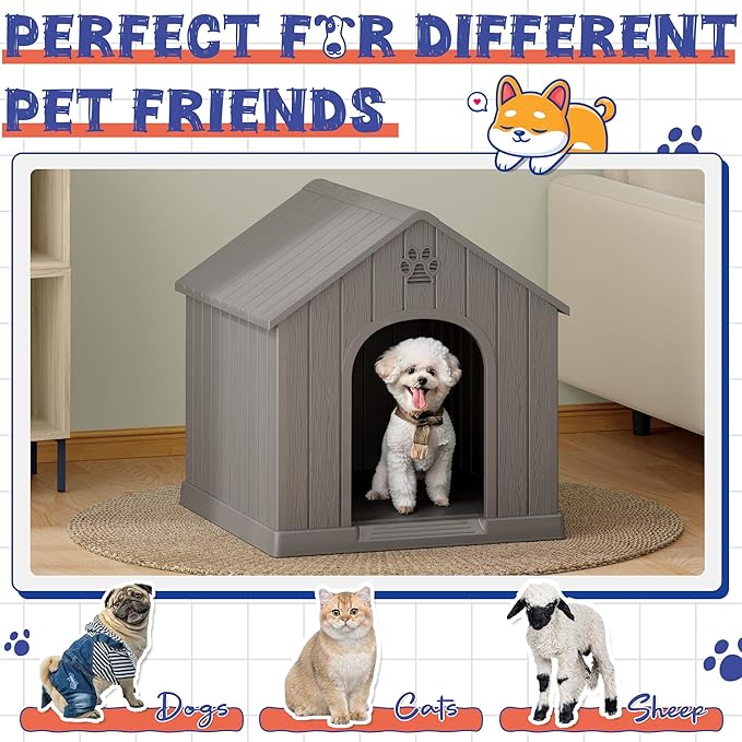 Bifanuo Dog House Outdoor Indoor, Plastic Small Dog House-Weatherproof Design - Image 9