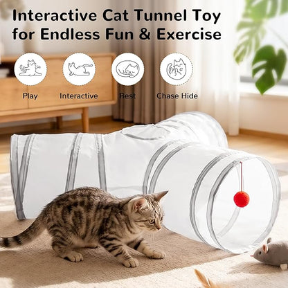 Tempcore Cat Tunnel for Indoor Cats, 3-Way Collapsible Play Tunnel - Image 2