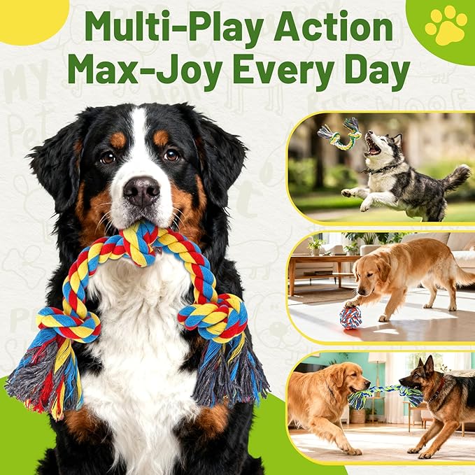 9-Pack Dog Rope Toys for Large Dogs – Strong Tug Toys for Aggressive Chewers - Image 4