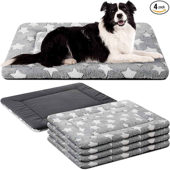 VitalCozy 4 Pcs Dog Crate Pads, Ultra Soft Warm Washable Anti-Slip Kennel Bed by VitalCozy