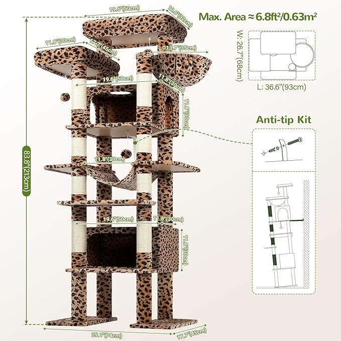 Globlazer XXL Giant Cat Tree, 83 Inch Heavy Duty Tall Cat Tower - Image 6