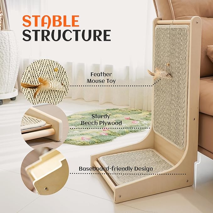 PETKARAY Cat Scratcher, Sisal Cat Scratch Pad, L Shape Scratching Board - Image 4