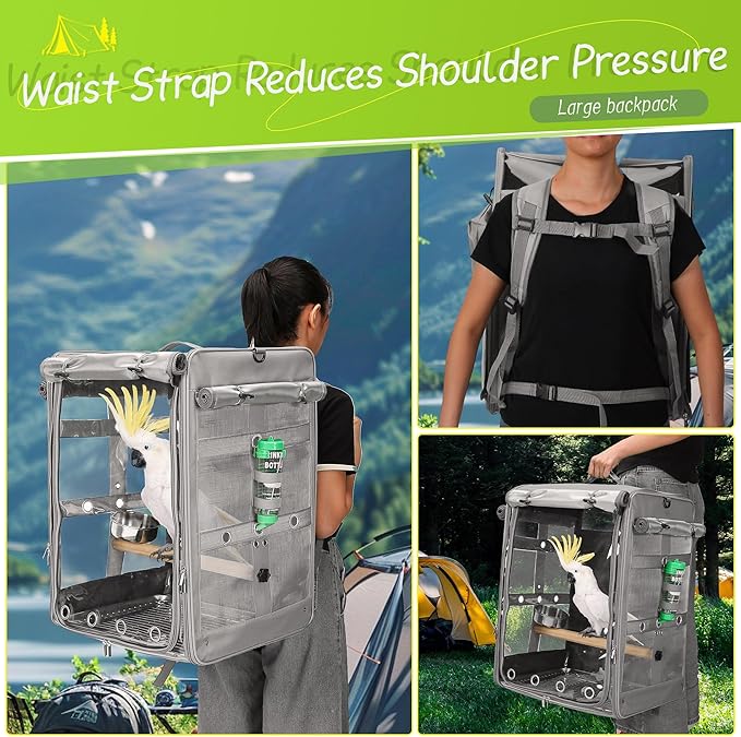 Bird Carrier Travel Cage, Cockatoo Carrier, Parrot Travel Backpack - Image 4