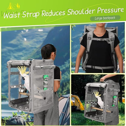 Bird Carrier Travel Cage, Cockatoo Carrier, Parrot Travel Backpack - Image 4