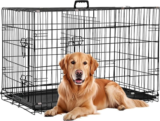 FDW Dog Crate 36-Inch Dog Cage Foldable Metal Kennel by FDW