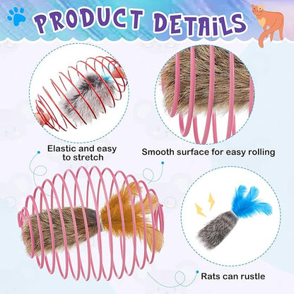 Jecery 5 Pcs Cat Spring Balls Toys Stretchable Rolling Balls Colorful Playful - Image 3