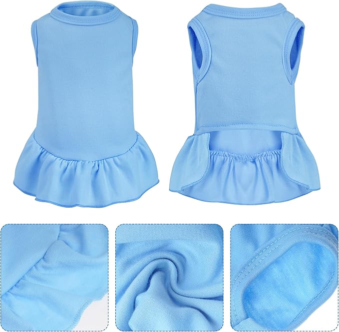 2 Pcs Dog Dresses Cat Skirt Solid Color Dog Clothes Summer Sleeveless Puppy - Image 3