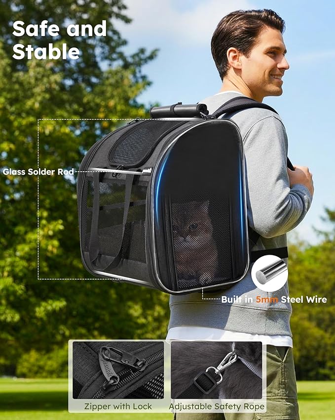 Pecute Cat Backpack with Widened Interior Space, Upgraded Dog Backpack Carrier - Image 3