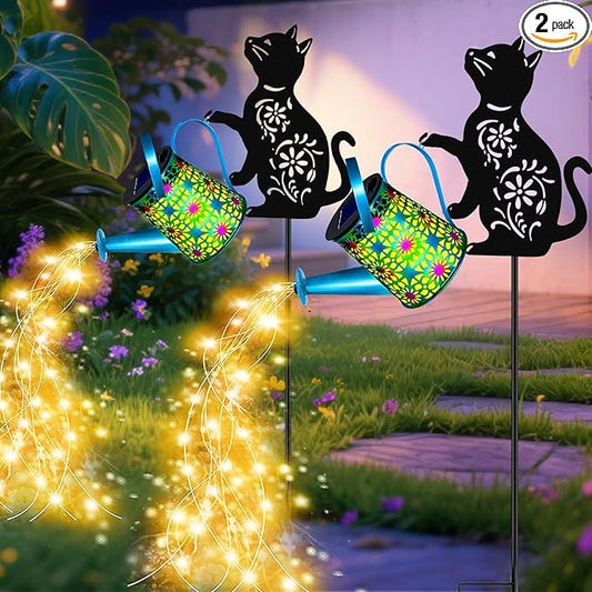 Black Cat Solar Watering Can Lights, Birthday Gifts by yulloyello