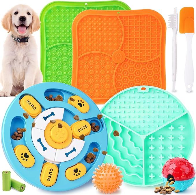 Forfon 10 Pack Complete Dog Puzzle Toys Set-Dog Lick Mat & Feeding Bowl by Forfon