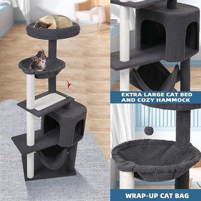 YUNIQUE Cat Tree with Cat Condo Scratch Posts Scratch Tablet and Big Hammock - Image 6