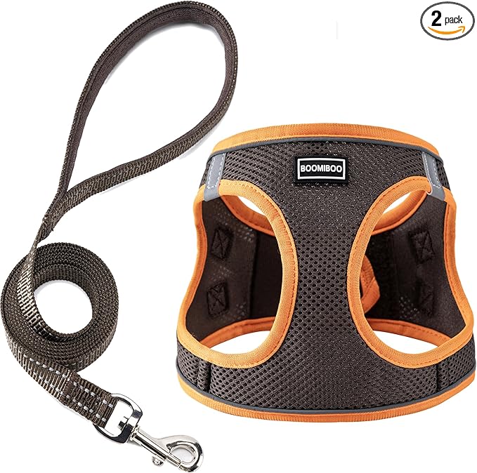 Dog Harness with Leash Set, No Pull Adjustable Reflective Step-in Puppy Pet by BOOMIBOO