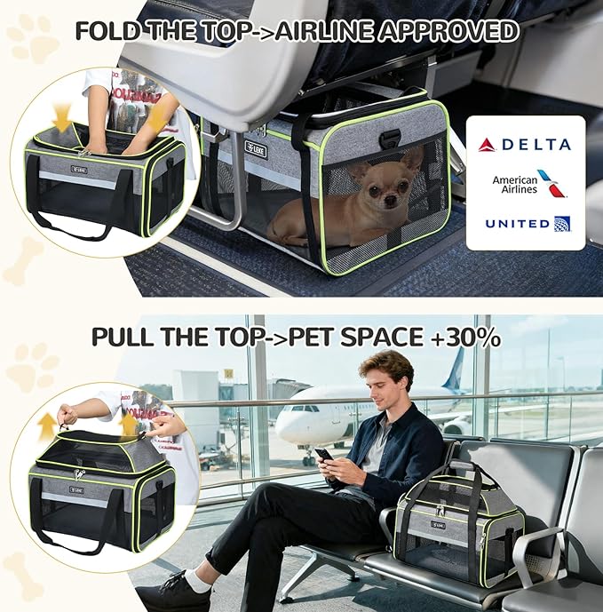 Lekereise Top-Expandable Pet Carrier 18x11x11Inch Delta American United Airline - Image 5
