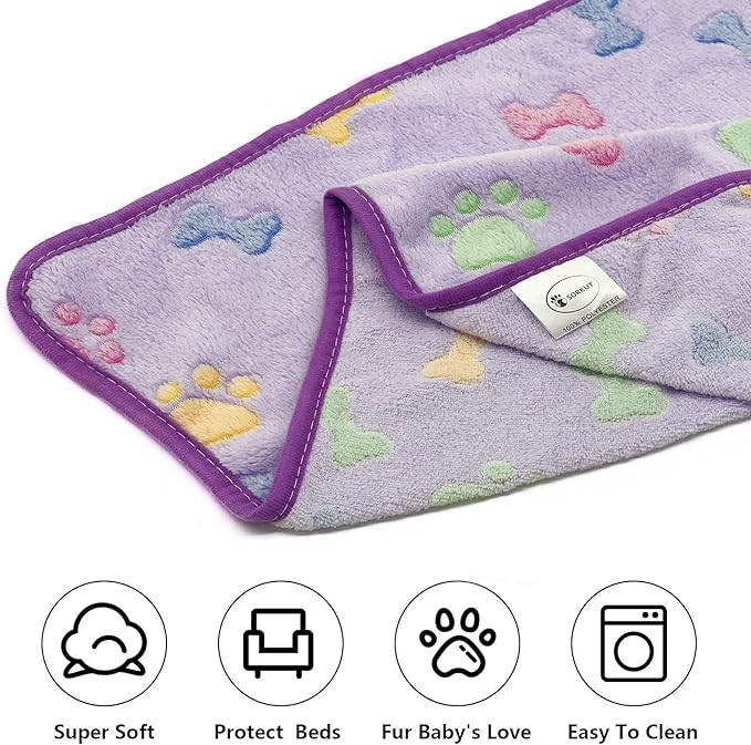 1 Pack 3 Puppy Blankets Super Soft Warm Sleep Mat Bone Print Cute Blanket - Image 4