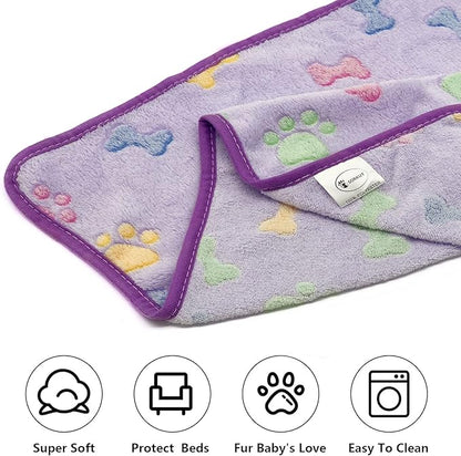 1 Pack 3 Puppy Blankets Super Soft Warm Sleep Mat Bone Print Cute Blanket - Image 4