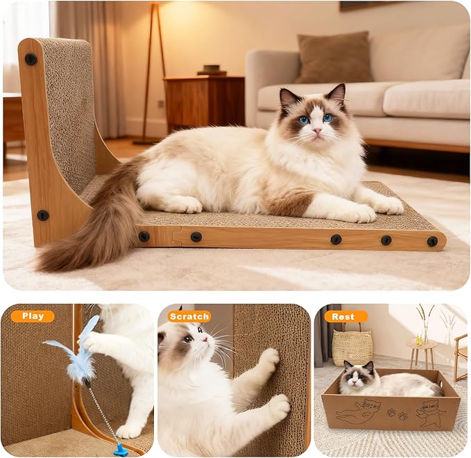 Goosheep Cat Scratching Post, 3-in1 Scratching Board - Image 4