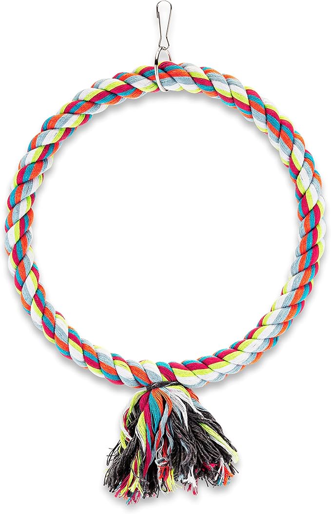 Spoiled Pet® Large Circle Cotton Bird Rope Swing Perch by Great1