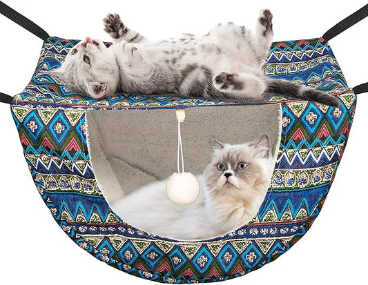 JSPYFITS Cat Cage Hammock with Ball, Double Layer Hanging Adjustable Soft Pet by JSPYFITS