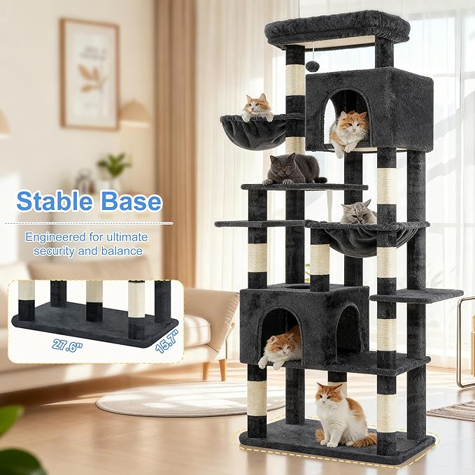Heybly Cat Tree, 76-Inch Tall Heavy Duty Cat Tower - Image 7