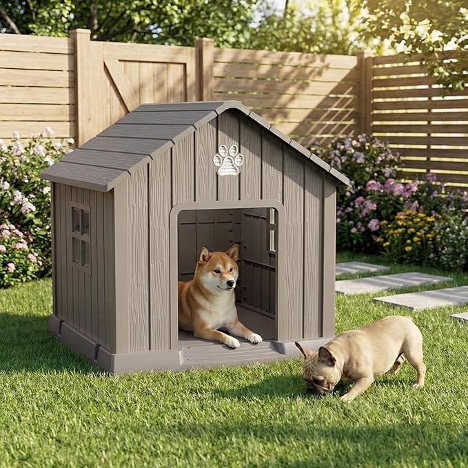 VIXZEN Dog House Outdoor, 31 Inches Weatherproof Resin Dog House Indoor Large - Image 6