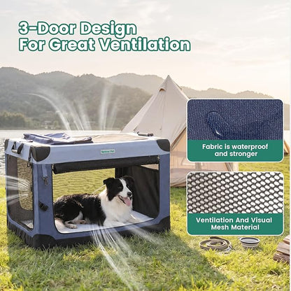 Gardner Pet 36 Inch Folding Soft Dog Crate -3 Door Collapsible Dog Crate - Image 2