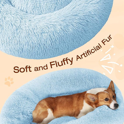 JOLLYVOGUE Dog Bed, Calming Anti-Anxiety Large Dog Bed, Fluffy Donut Cushion - Image 3